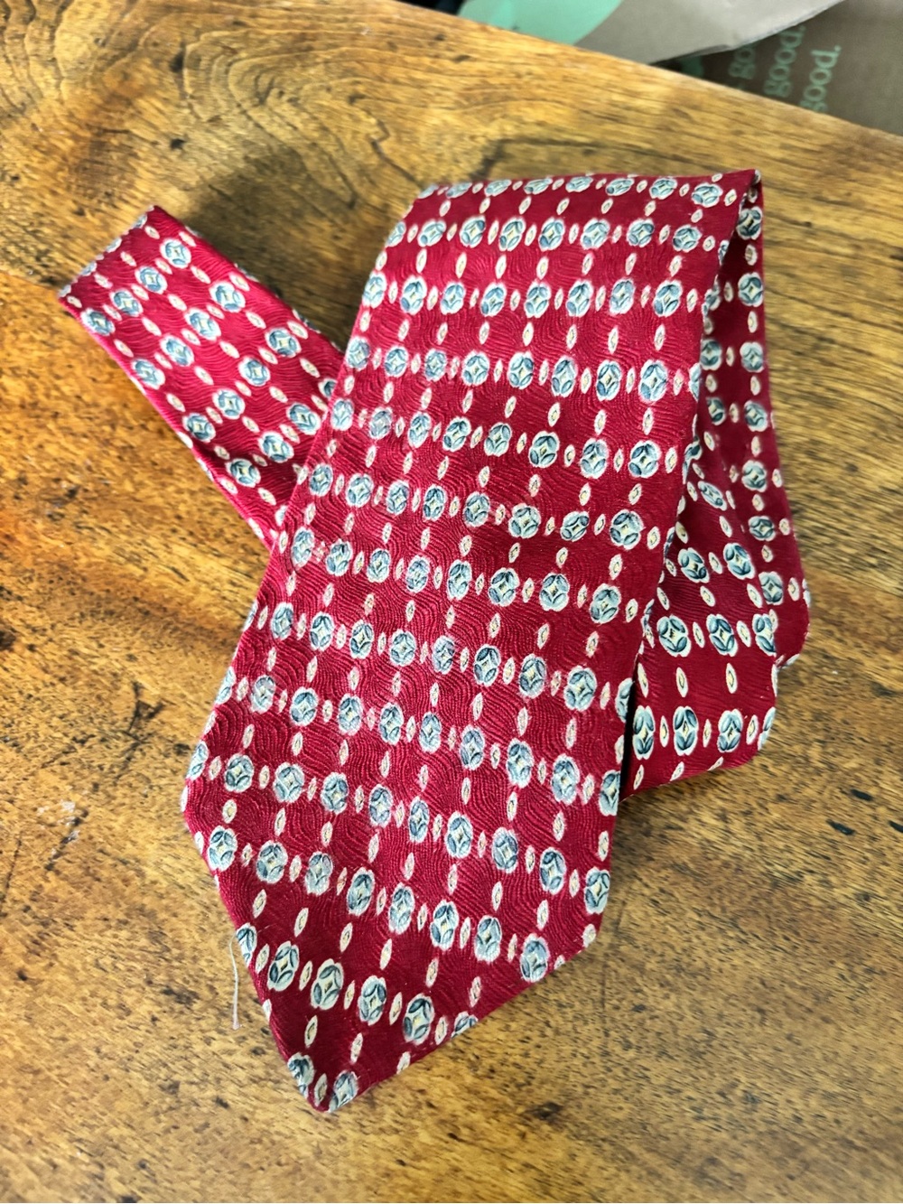 Vintage 90s Harbour Classics 100% Silk Red Patterned Men's Tie